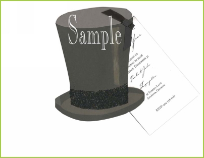 Black Top Hat with ribbon tag with glitter